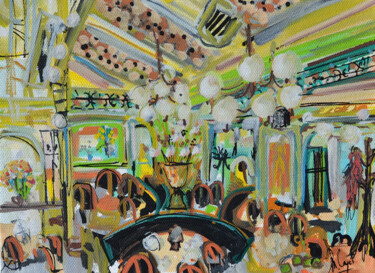 Peinture intitulée "Le grand restaurant" par Muriel Cayet, Œuvre d'art originale