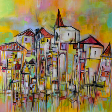 Peinture intitulée "Una città di mille…" par Muriel Cayet, Œuvre d'art originale, Acrylique