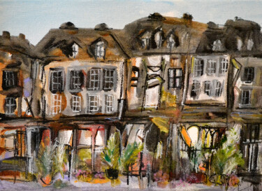 Painting titled "Rue des Boutiques" by Muriel Cayet, Original Artwork, Acrylic