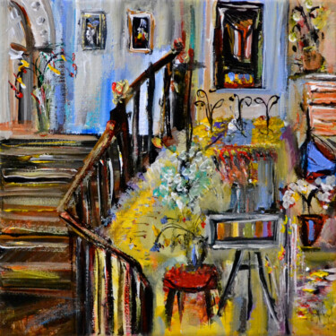 Schilderij getiteld "Escalier, escape, e…" door Muriel Cayet, Origineel Kunstwerk