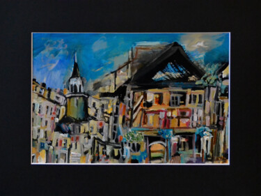 Peinture intitulée "Les antiques maisons" par Muriel Cayet, Œuvre d'art originale, Acrylique