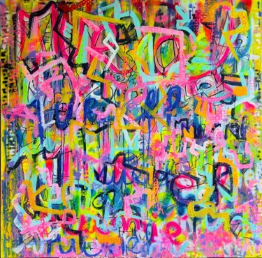 Картина под названием "La boum" - Muriel Deumie, Подлинное произведение искусства, Рисунок распылителем краски Установлен на…