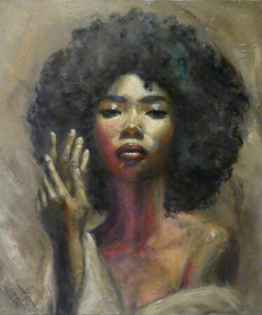 Peinture intitulée "Afro" par Muriel Henry, Œuvre d'art originale, Huile Monté sur Châssis en bois
