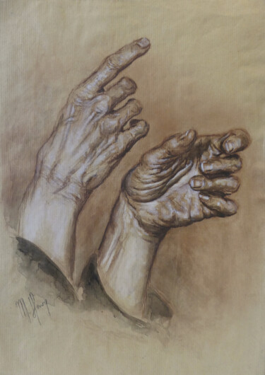 Dessin intitulée "Mains" par Muriel Henry, Œuvre d'art originale, Pastel