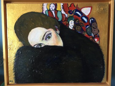 Malarstwo zatytułowany „Lady with a muff” autorstwa Muriel Ho Paintings, Oryginalna praca, Akryl Zamontowany na Drewniana ra…