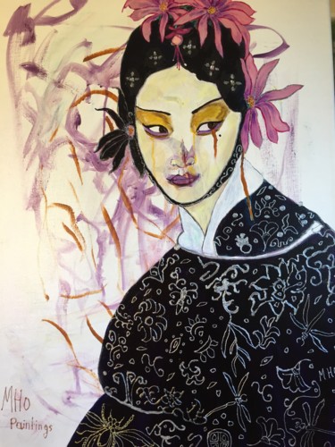"La Reine" başlıklı Tablo Muriel Ho Paintings tarafından, Orijinal sanat, Akrilik Ahşap Sedye çerçevesi üzerine monte edilmiş