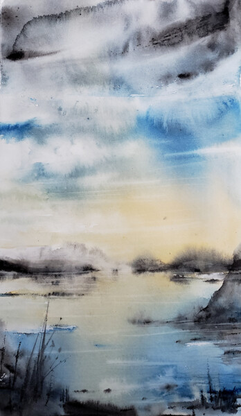 Peinture intitulée "Marine VII" par Muriel Mougeolle, Œuvre d'art originale, Aquarelle