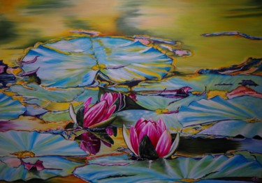 Schilderij getiteld "Monet's pond #artis…" door Muriel Besson-Braem, Origineel Kunstwerk, Olie