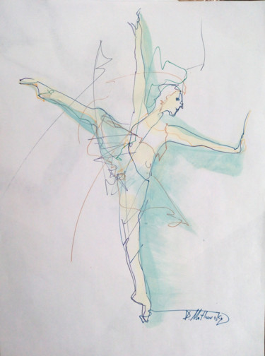Картина под названием "Ballet 5, Dance, Ru…" - Dmitri Matkovsky, Подлинное произведение искусства, Чернила