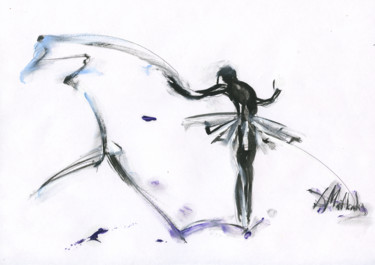 Schilderij getiteld "Butterfly Dance, Ba…" door Dmitri Matkovsky, Origineel Kunstwerk, Inkt