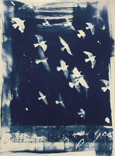 Druckgrafik mit dem Titel "Cyanotype_04_A3_Bir…" von Manel Villalonga, Original-Kunstwerk, Analogdruck
