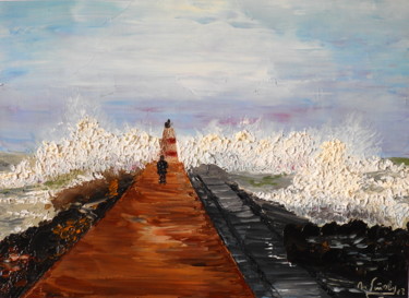 Pittura intitolato "Playa da Rocha, Alg…" da Marina Viñoly Apaolaza, Opera d'arte originale, Olio Montato su Altro pannello…