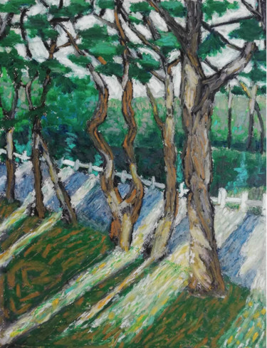 Painting titled "Avenue Cavalière gr…" by Marie Hamelin, Original Artwork, Pastel Mounted on Cardboard