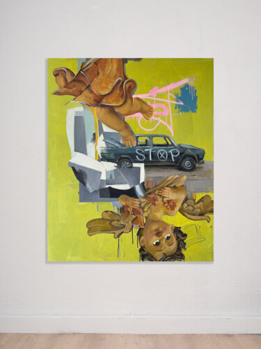 Картина под названием "STOP" - Mykhailo Korobkov, Подлинное произведение искусства, Масло Установлен на Деревянная рама для…