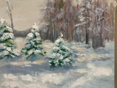 Peinture intitulée "Landscape with gree…" par Myko Tinka, Œuvre d'art originale, Huile