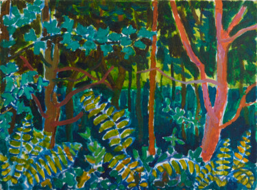 Malerei mit dem Titel "Forest motif in Sla…" von Mykola Kozlovskyi, Original-Kunstwerk, Öl