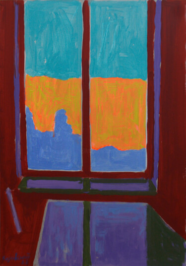 Peinture intitulée "Window. Evening" par Mykola Kozlovskyi, Œuvre d'art originale, Acrylique