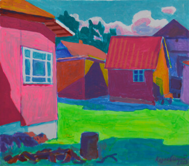 Malerei mit dem Titel "Yard. No. 2" von Mykola Kozlovskyi, Original-Kunstwerk, Acryl