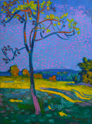 Pintura intitulada "Evening light. Land…" por Mykola Kozlovskyi, Obras de arte originais, Óleo