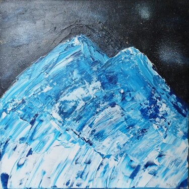 Malarstwo zatytułowany „Le mont blanc étoilé” autorstwa Mylène Gau, Oryginalna praca, Akryl Zamontowany na Drewniana rama no…