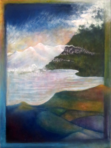 Pittura intitolato "lake-geneva-fresco-…" da Marianne Charlotte Mylonas-Svikovsky (Marlo), Opera d'arte originale, Acrilico
