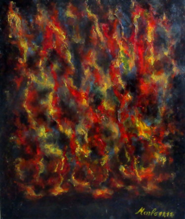 Peinture intitulée "ON FIRE ...Oil-and-…" par Marianne Charlotte Mylonas-Svikovsky (Marlo), Œuvre d'art originale, Acrylique