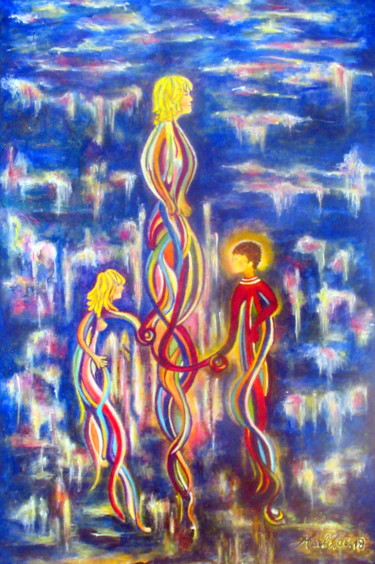Peinture intitulée "la-maman-arylic-on-…" par Marianne Charlotte Mylonas-Svikovsky (Marlo), Œuvre d'art originale, Acrylique