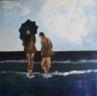 Painting titled "BORD DE MER" by Marie-Paule Jouin (MYP), Original Artwork, Acrylic Mounted on Wood Stretcher frame