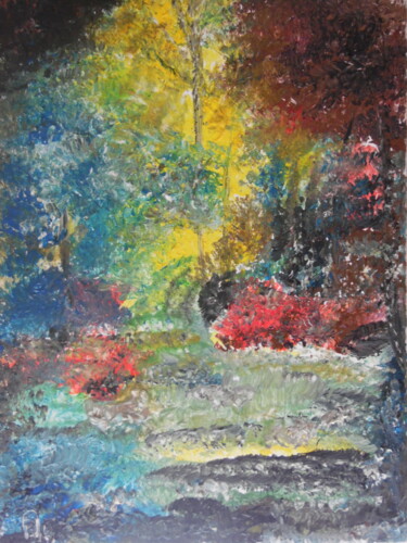 Painting titled "La visite du soleil" by Audran, Original Artwork, Acrylic