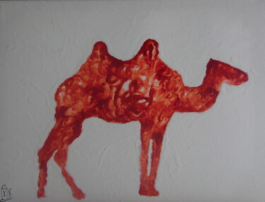 Painting titled "Le chameau du désert" by Audran, Original Artwork, Pigments