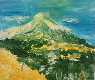 Painting titled "La montagne gardien…" by Audran, Original Artwork, Acrylic