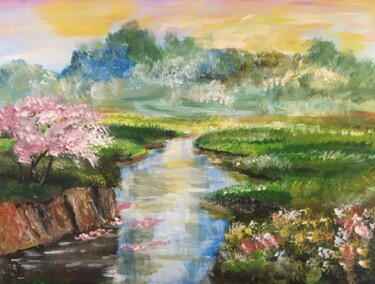 Painting titled "Le printemps nous a…" by Audran, Original Artwork, Acrylic