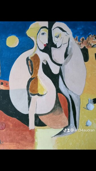 Pintura titulada "Deux êtres qui s'ai…" por Audran, Obra de arte original, Pigmentos