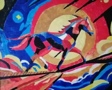 Painting titled "La course en équili…" by Audran, Original Artwork, Acrylic