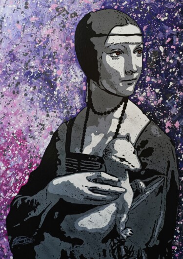 Картина под названием "LA DAME À L'HERMINE" - Myriam Bellanger, Подлинное произведение искусства, Акрил