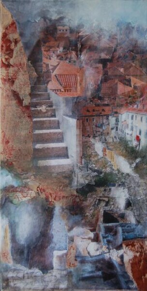 Collages intitulée "Dubrovnik" par Myriam Bonneau, Œuvre d'art originale