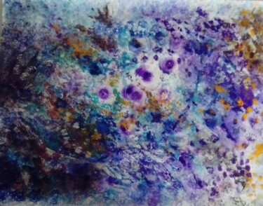 Painting titled "Les violettes" by Myriam Carbonnier (Myri- âme C), Original Artwork, Acrylic