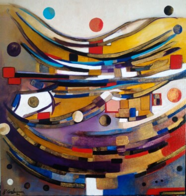 Картина под названием "Abstraction géométr…" - Myriam Carbonnier (Myri- âme C), Подлинное произведение искусства, Акрил