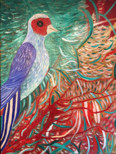 Peinture intitulée "Bluebird" par Myriam Djaouk, Œuvre d'art originale, Huile