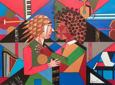 Картина под названием "Passion musical" - Myriam Djaouk, Подлинное произведение искусства, Акрил