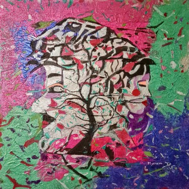 Painting titled "L'arbre de la disco…" by Myriam Djaouk, Original Artwork, Acrylic Mounted on Wood Stretcher frame