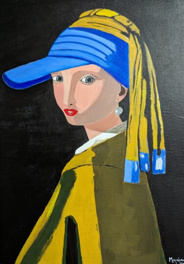 Ζωγραφική με τίτλο "La jeune fille à la…" από Myriam Djaouk, Αυθεντικά έργα τέχνης, Ακρυλικό