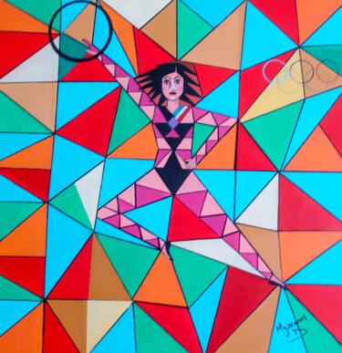 Painting titled "Gymnaste" by Myriam Djaouk, Original Artwork, Acrylic