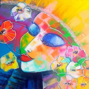 Картина под названием "LIBRE ET REVEUSE" - Myriam Guenaizia, Подлинное произведение искусства, Масло Установлен на Деревянна…