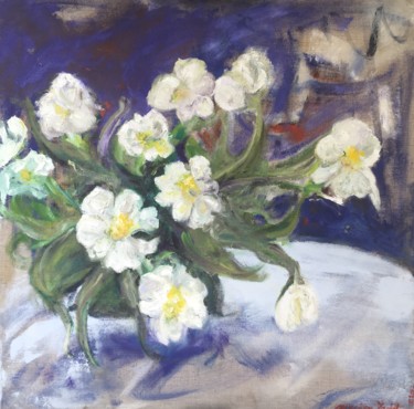 Painting titled "Bouquet Tulipes. Tu…" by Myriam Jadot, Original Artwork, Oil