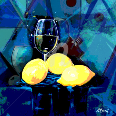 Digitale Kunst mit dem Titel "Still life Limons" von Myriam Maury, Original-Kunstwerk, Digitale Malerei