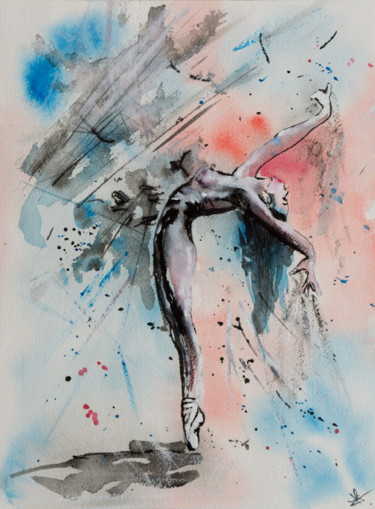 Peinture intitulée "La danseuse" par Myriam Lonardi, Œuvre d'art originale, Aquarelle