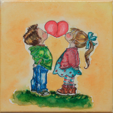 Peinture intitulée "Valentine's day" par Myriam Lonardi, Œuvre d'art originale, Aquarelle