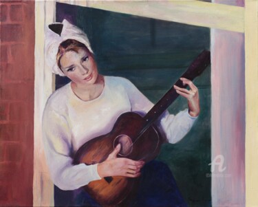 Painting titled "Moonriver" by Myriam Lucas, Original Artwork, Oil