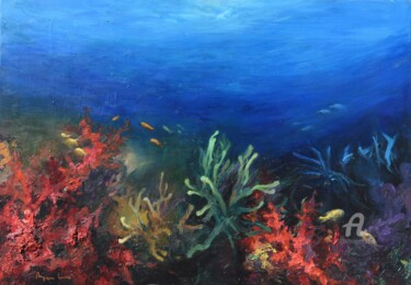 Pintura titulada "fondo marino rojo" por Myriam Lucas, Obra de arte original, Oleo